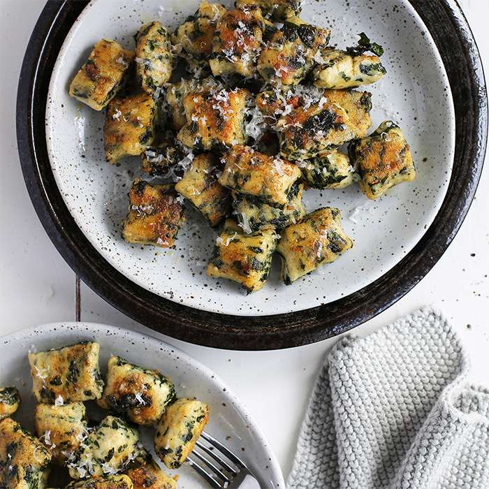 Kale & Ricotta Gundi with Brown Butter